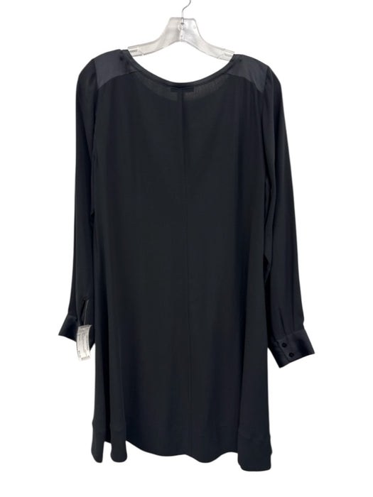 Eileen Fisher Size S Black Silk Wide Neck Long Sleeve Dress Black / S