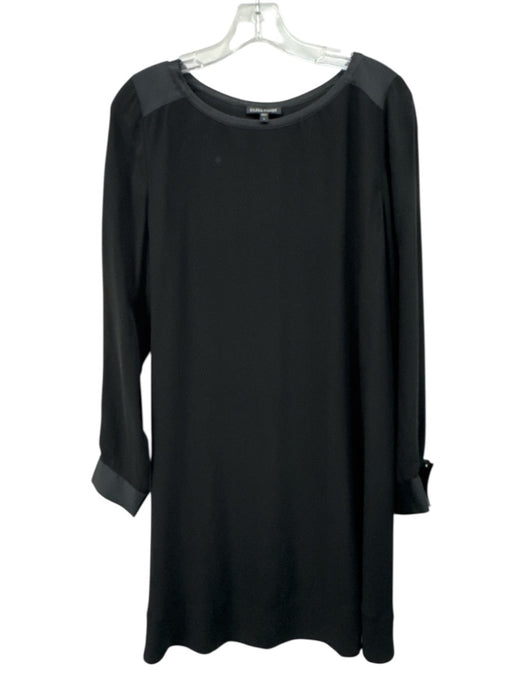 Eileen Fisher Size S Black Silk Wide Neck Long Sleeve Dress Black / S
