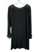 Eileen Fisher Size S Black Silk Wide Neck Long Sleeve Dress Black / S