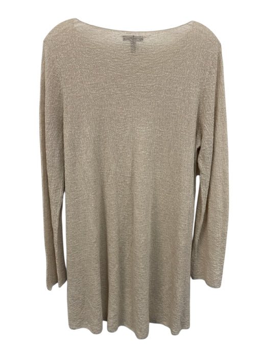 Eileen Fisher Size M Beige Linen Wide Neck Long Sleeve Top Beige / M