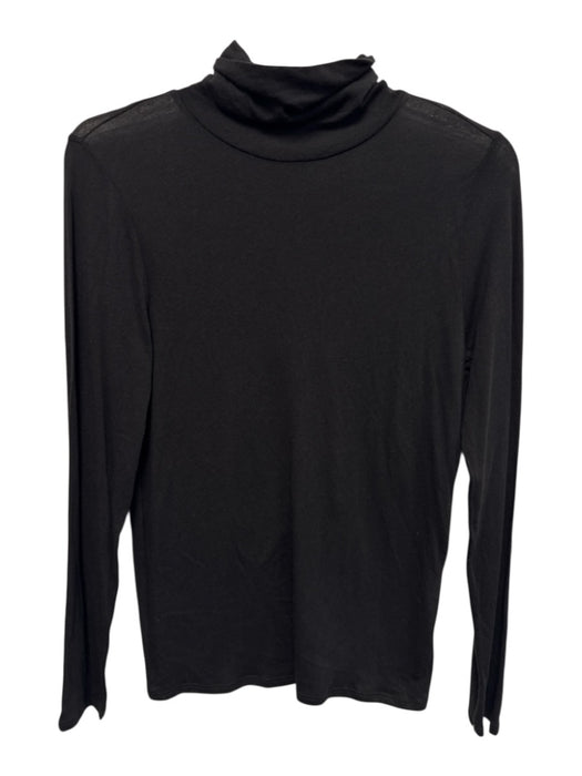 Eileen Fisher Size S Black Cotton & Lyocell Turtleneck Long Sleeve Top Black / S