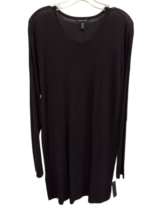 Eileen Fisher Size M Dark Brown Tencel & Nylon Long Sleeve Knit Dress Dark Brown / M
