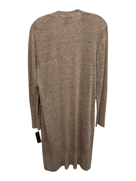 Eileen Fisher Size M Beige Linen Long Sleeve Knit Knee Length Cardigan Beige / M