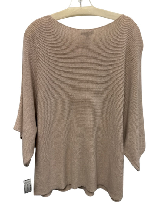 Eileen Fisher Size M Beige Merino Wool Short Sleeve Wide Neck Knit Top Beige / M