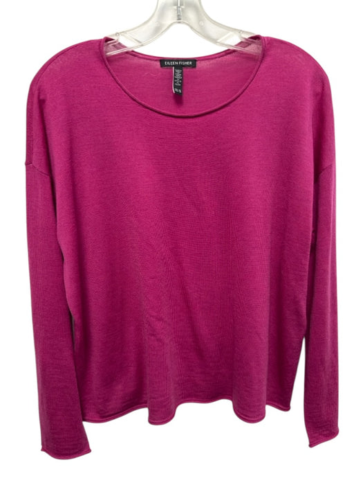 Eileen Fisher Size XS Fuschia Pink Extra fine merino wool 3/4 Sleeve Knit Top Fuschia Pink / XS