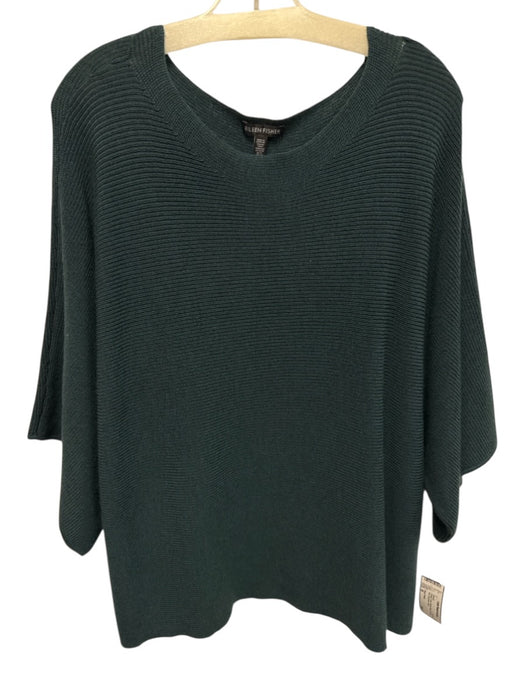 Eileen Fisher Size M Phthalo Green Merino Wool 1/2 Sleeve Knit Sweater Phthalo Green / M