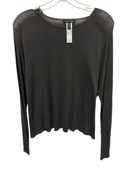Eileen Fisher Size S Green Gray Lyocell Long Sleeve Round Neck Knit Top Green Gray / S