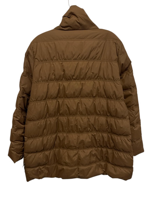 Eileen Fisher Size PM Brown Nylon Duck Down Puffer high neck Zip Up Jacket Brown / PM