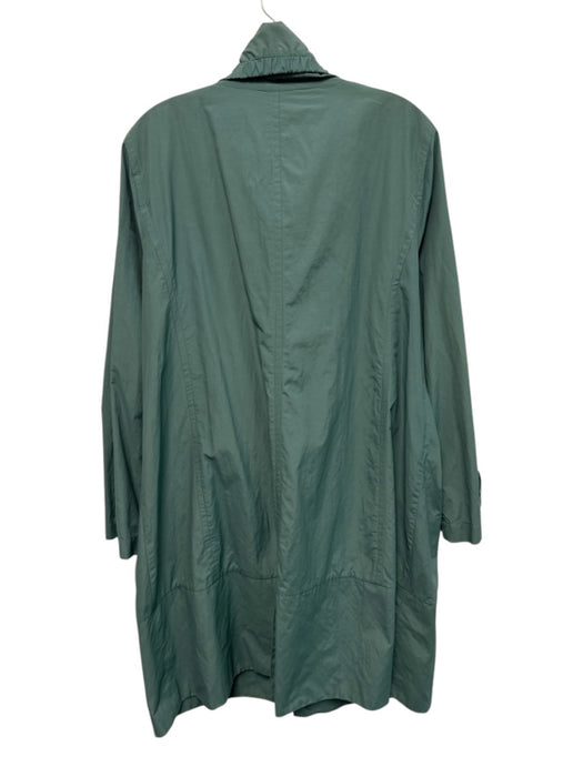 Eileen Fisher Size L Sea Green Cotton & Nylon High Neck Rain Jacket Coat Sea Green / L