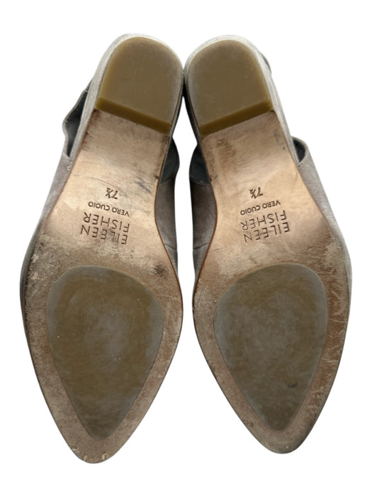 Eileen Fisher Shoe Size 7.5 Taupe Gray Suede leather Slingbacks Low Heel Pumps Taupe Gray / 7.5