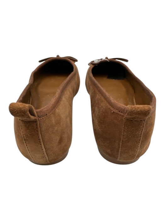 Marc Fisher Shoe Size 7.5 Brown Suede leather Square Toe Bow Detail Ballet Flats Brown / 7.5