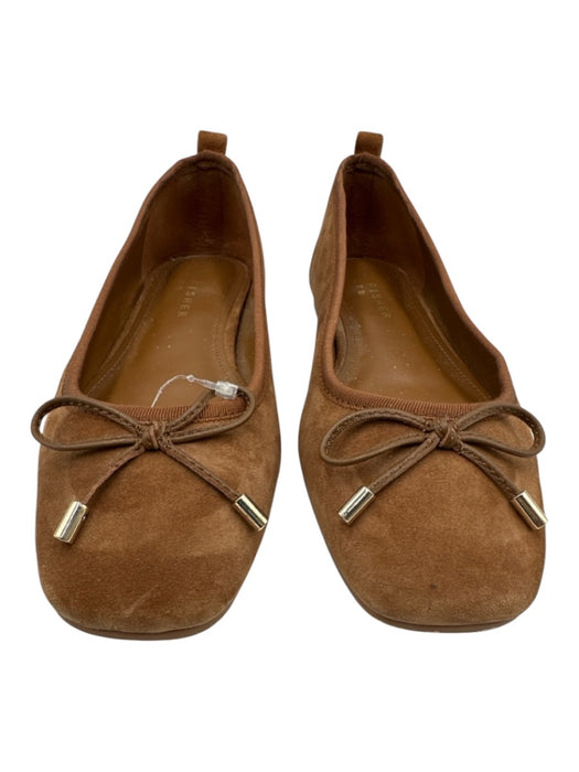 Marc Fisher Shoe Size 7.5 Brown Suede leather Square Toe Bow Detail Ballet Flats Brown / 7.5