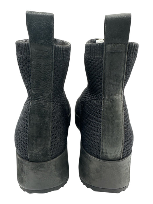 Eileen Fisher Shoe Size 8 Black Synthetic Knit Pull Tabs Ankle Wedge Booties Black / 8