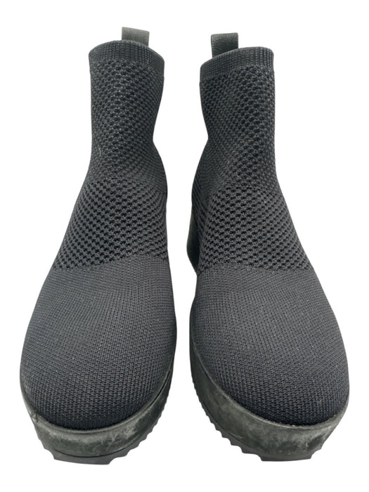 Eileen Fisher Shoe Size 8 Black Synthetic Knit Pull Tabs Ankle Wedge Booties Black / 8