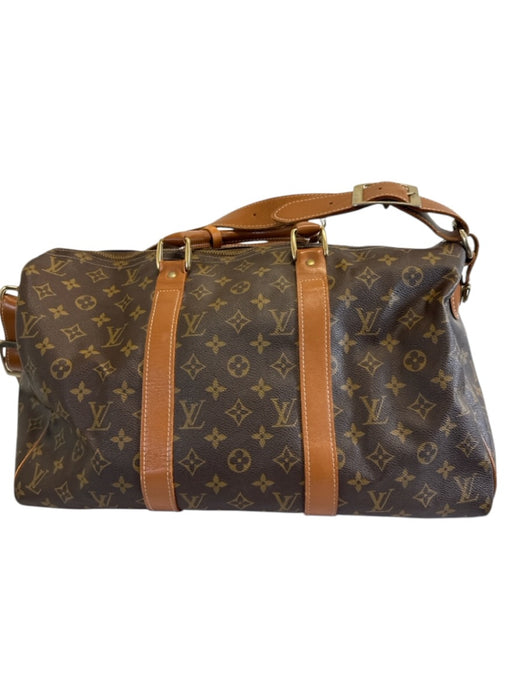 Louis Vuitton Brown Coated Canvas Bronze Hardware LV Monogram Weekender Bag Brown / L