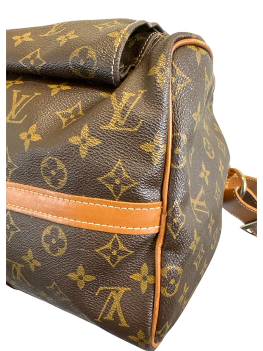 Louis Vuitton Brown Coated Canvas Bronze Hardware LV Monogram Weekender Bag Brown / L