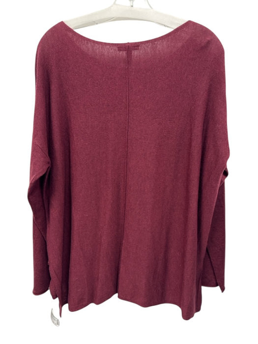 Eileen Fisher Size M Maroon Red Long Sleeve Knit Wide Neck Top Maroon Red / M