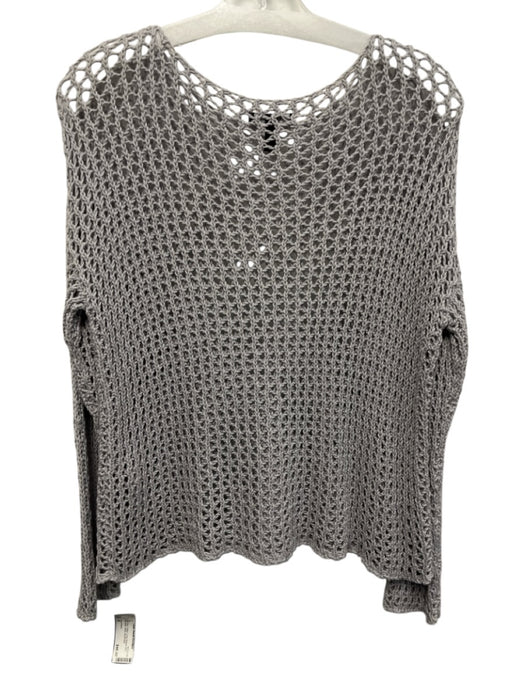 Eileen Fisher Size M Light Gray Cotton Long Sleeve Knit Wide Neck Holes Top Light Gray / M