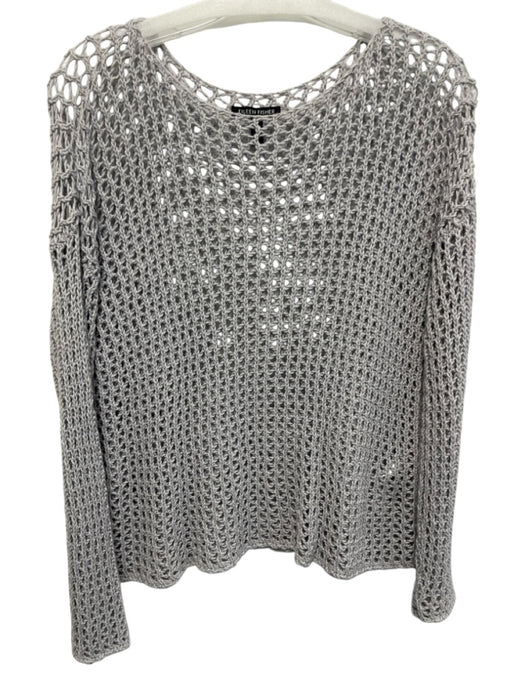 Eileen Fisher Size M Light Gray Cotton Long Sleeve Knit Wide Neck Holes Top Light Gray / M