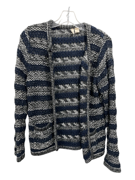 Moth Size S Navy blue, black & white Acrylic Metallic Thread Rib Knit Sweater Navy blue, black & white / S