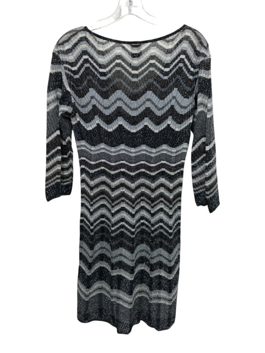 M Missoni Size Est Small Black, Gray, Brown Viscose Blend Long Sleeve Dress Black, Gray, Brown / Est Small