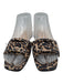 Ann Mashburn Shoe Size 37.5 Black, Brown, Tan Leather open toe Leopard Sandals Black, Brown, Tan / 37.5