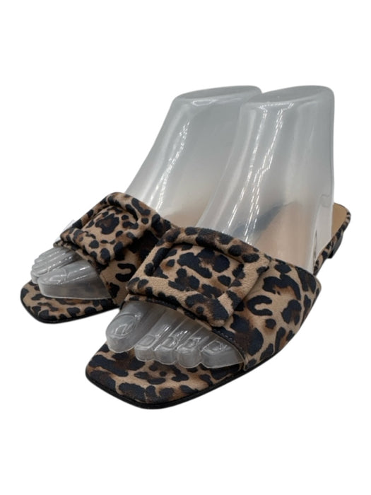 Ann Mashburn Shoe Size 37.5 Black, Brown, Tan Leather open toe Leopard Sandals Black, Brown, Tan / 37.5