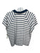 Madewell Size M White & Navy Cotton Collared V Neck Short Sleeve Stripe Top White & Navy / M