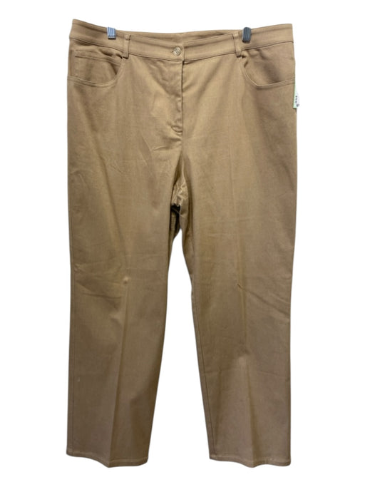 St John Size 14 Khaki Beige Cotton Blend pleat front Zip & Button Pants Khaki Beige / 14