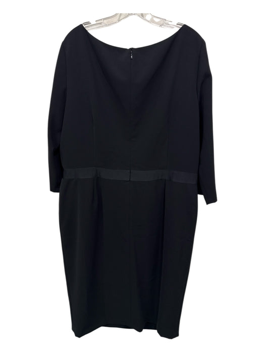 Lafayette 148 Size 16 Black Polyester & Polyurethane Pleat Detail Back Zip Dress Black / 16