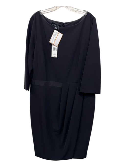 Lafayette 148 Size 16 Black Polyester & Polyurethane Pleat Detail Back Zip Dress Black / 16