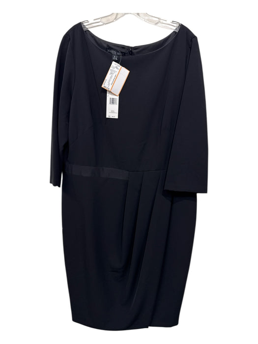 Lafayette 148 Size 16 Black Polyester & Polyurethane Pleat Detail Back Zip Dress Black / 16
