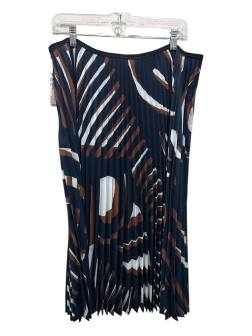 Lafayette 148 Size 16 Blue, White, Brown Polyester Abstract Print Side Zip Skirt Blue, White, Brown / 16
