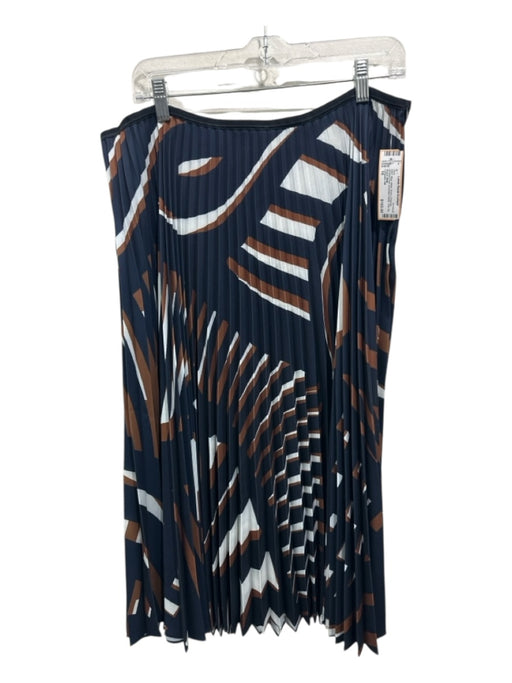 Lafayette 148 Size 16 Blue, White, Brown Polyester Abstract Print Side Zip Skirt Blue, White, Brown / 16