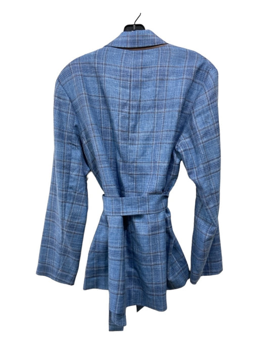 Rani Arabella Size L Blue Wool Blend Pockets Belted Jacket Blue / L