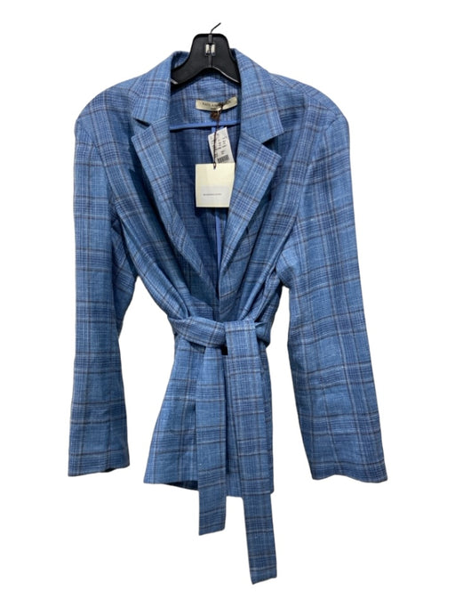Rani Arabella Size L Blue Wool Blend Pockets Belted Jacket Blue / L