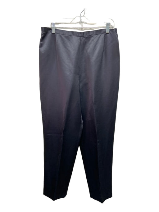 Lafayette 148 Size 12 Black Silk Satin Trouser Pants Black / 12