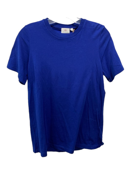 Adriano Goldschmied Size M Blue Cotton Crew Neck Short Sleeve Top Blue / M