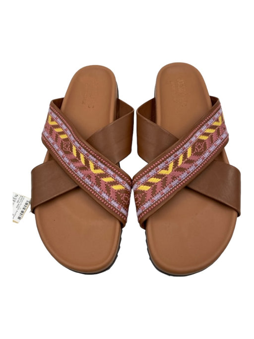 Johnny Was Shoe Size 41 Brown & Multi Leather Criss Cross Sandals Brown & Multi / 41