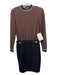 St John Collection Size 2 Black & Brown Wool Blend Rib Knit Crew Neck Dress Black & Brown / 2