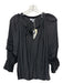 Ramy Brook Size Small Black Polyester V Neck Ruffles Long Sleeve Tiered Top Black / Small