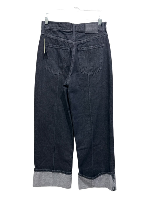 Banana Republic Size 26 Faded Black Cotton Denim High Rise Wide Leg Cuff Jeans Faded Black / 26