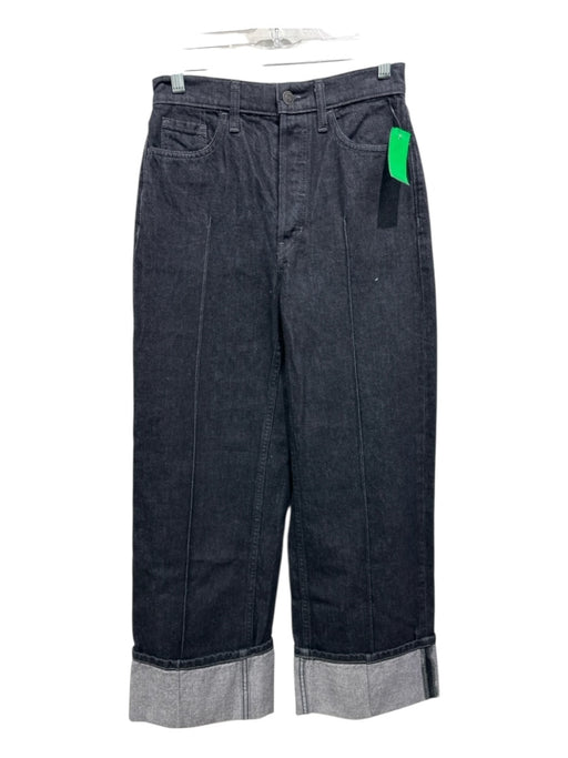 Banana Republic Size 26 Faded Black Cotton Denim High Rise Wide Leg Cuff Jeans Faded Black / 26