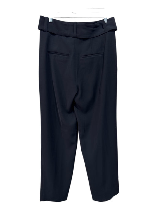 Vince Size 8 Black Polyester Pleated Pockets Wide Leg Trouser Pants Black / 8