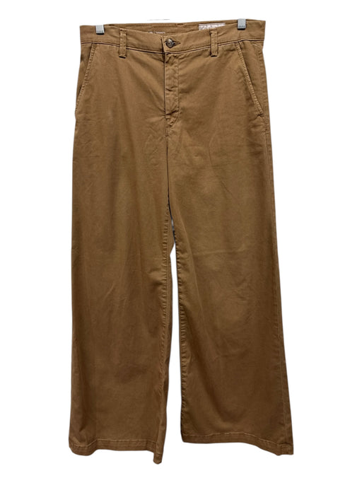 AG Size 27 Camel Brown Cotton Blend Wide Leg High Rise Straight Leg Pants Camel Brown / 27