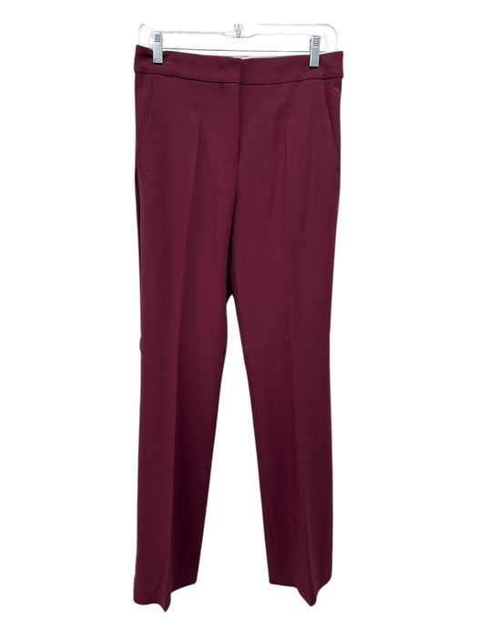 Max Mara Size 2 Burgundy Red Wool Blend High Rise Pockets Pleated Pants Burgundy Red / 2