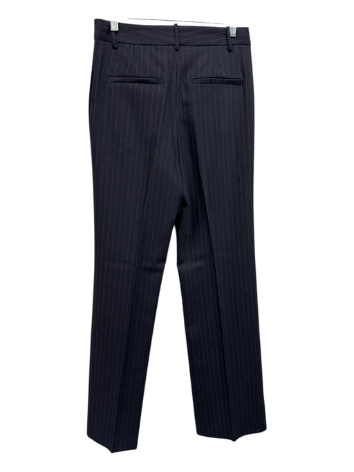 Nili Lotan Size 4 Black & Gray Wool Blend High Rise Pinstripe Straight Leg Pants Black & Gray / 4