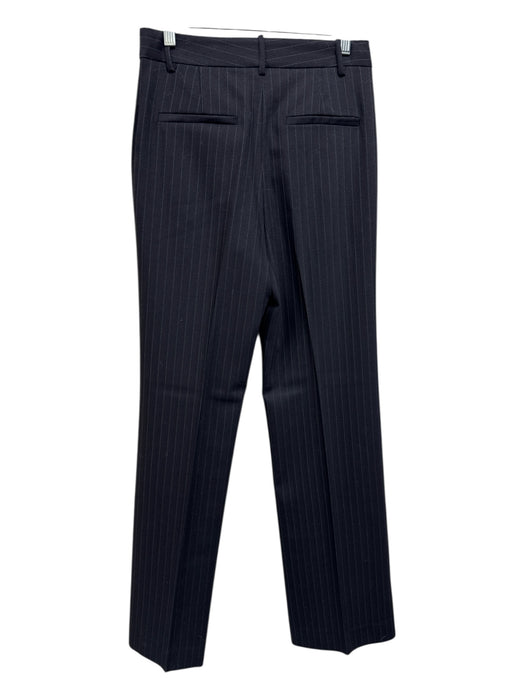 Nili Lotan Size 4 Black & Gray Wool Blend High Rise Pinstripe Straight Leg Pants Black & Gray / 4
