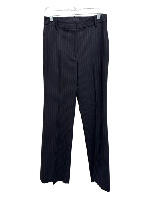 Nili Lotan Size 4 Black & Gray Wool Blend High Rise Pinstripe Straight Leg Pants Black & Gray / 4