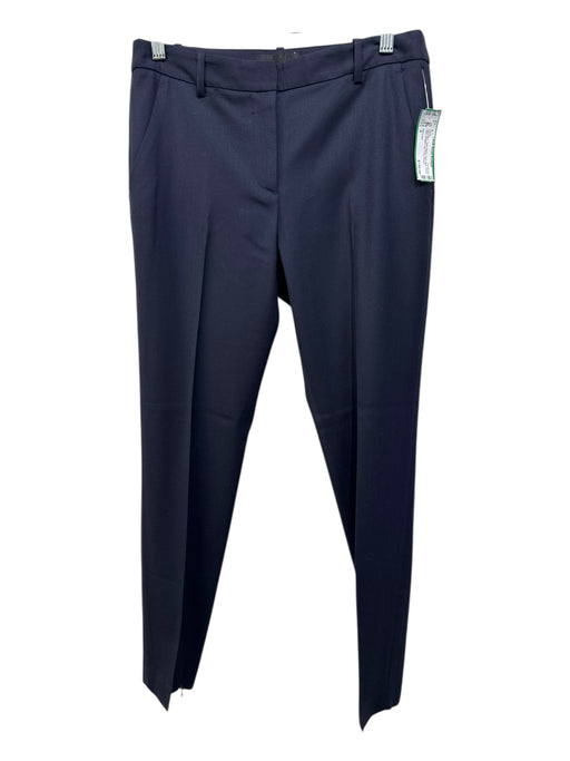 Nili Lotan Size 4 Navy Blue Wool Blend High Rise Zipper Hem Straight Leg Pants Navy Blue / 4